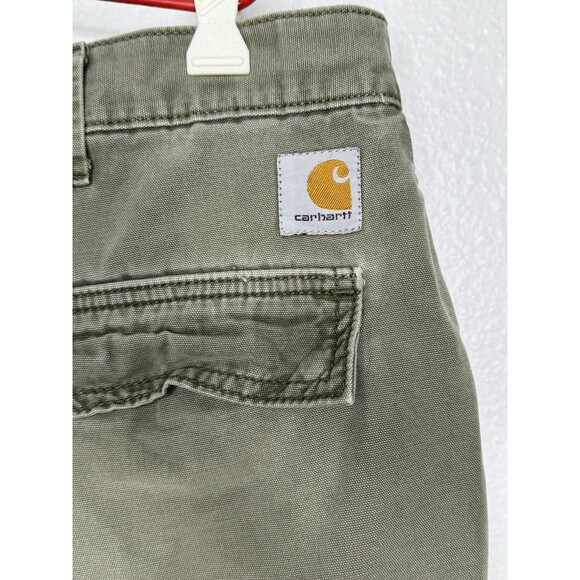 Carhartt Shorts Mens 40 Pockets Button Heavyweight Outdoors Green Relaxed Faded - Picture 10 of 16